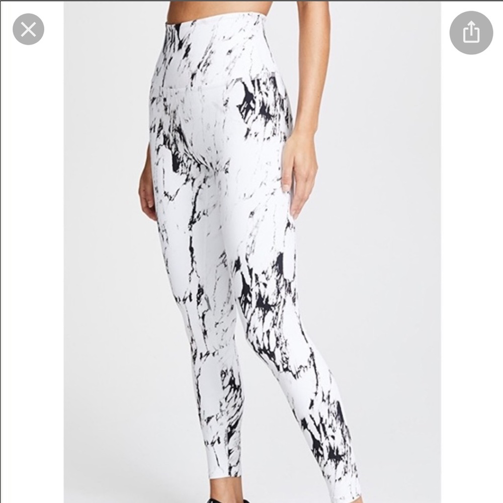 Beyond Yoga White and Black Marble High-Waist Leggings